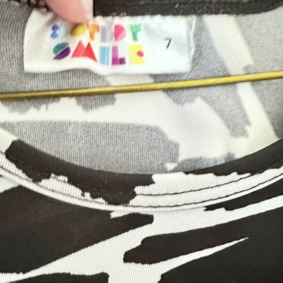 Girls Dot Dot Smile Black and White Dress - Picture 3 of 3